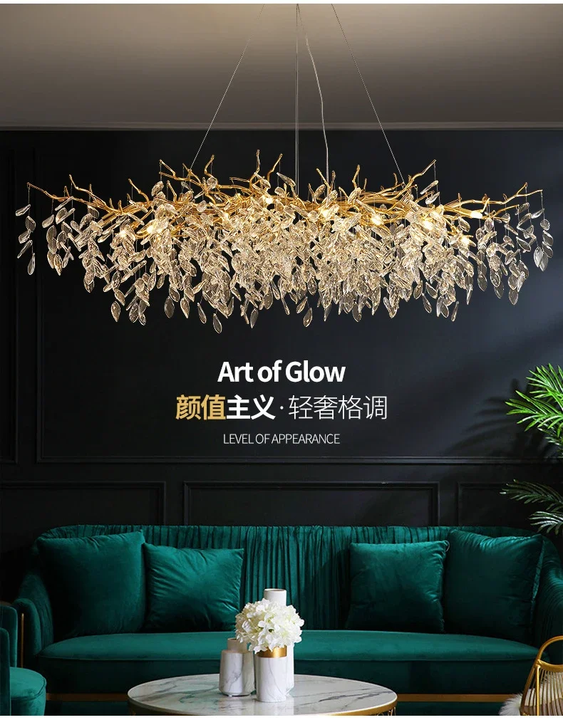 Luxury Gold Crystal LED Chandeliers Living Dining Room Bedroom Lighting Lustre Ceiling Pendant Lamps Indoor Villa Lights Fixture