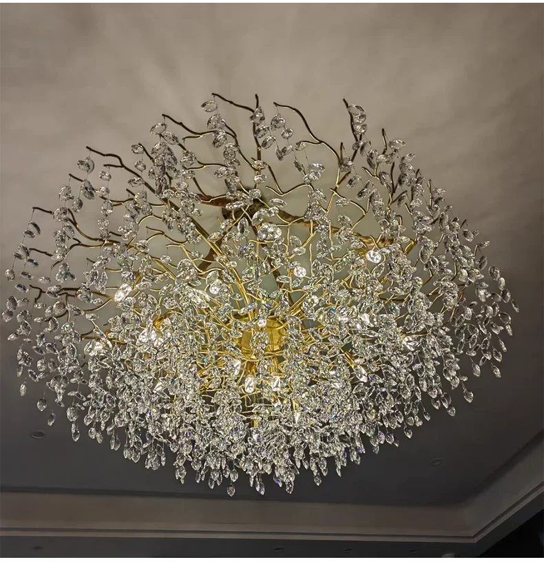 Luxury Gold Crystal LED Chandeliers Living Dining Room Bedroom Lighting Lustre Ceiling Pendant Lamps Indoor Villa Lights Fixture