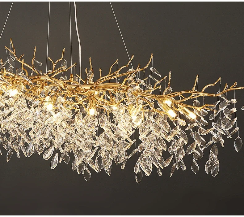 Luxury Gold Crystal LED Chandeliers Living Dining Room Bedroom Lighting Lustre Ceiling Pendant Lamps Indoor Villa Lights Fixture