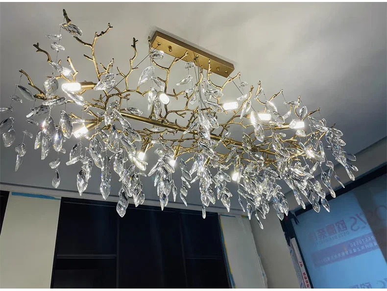 Luxury Gold Crystal LED Chandeliers Living Dining Room Bedroom Lighting Lustre Ceiling Pendant Lamps Indoor Villa Lights Fixture