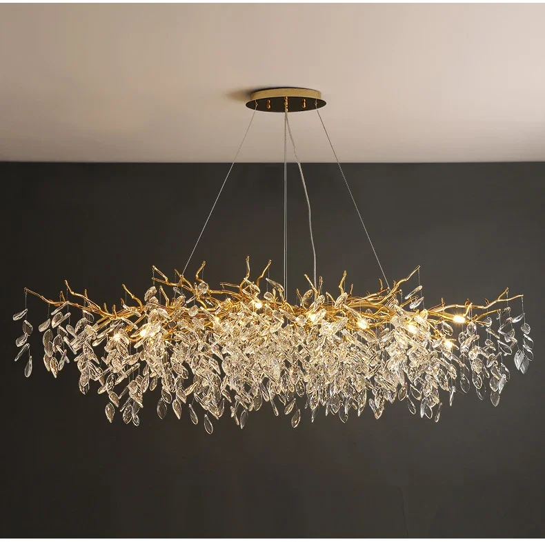 Luxury Gold Crystal LED Chandeliers Living Dining Room Bedroom Lighting Lustre Ceiling Pendant Lamps Indoor Villa Lights Fixture