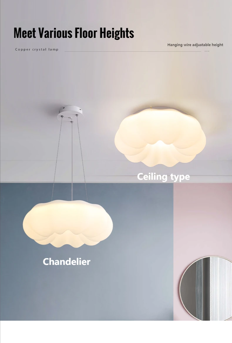 White Cloud Ceiling Light Led Chandelier for Children Bedroom Living Room Dining Room Learning Creative Decorative Lighting