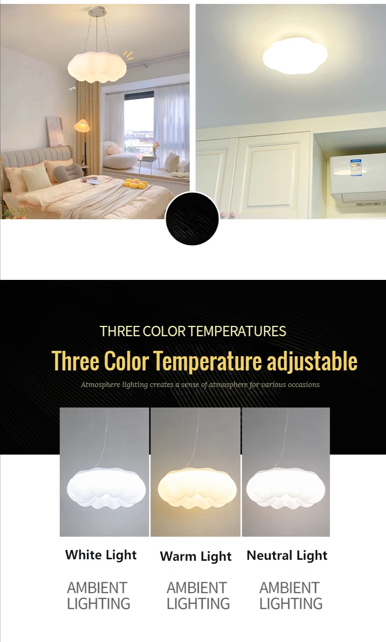 White Cloud Ceiling Light Led Chandelier for Children Bedroom Living Room Dining Room Learning Creative Decorative Lighting