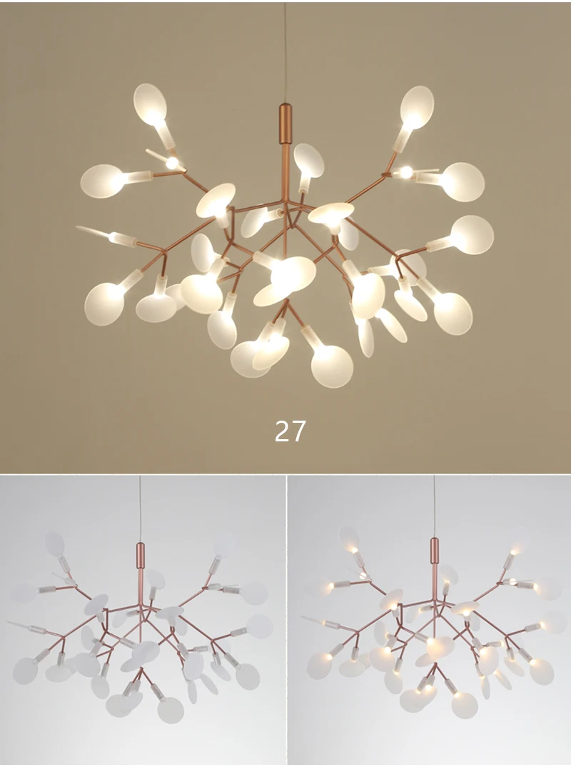 Nordic ring chandelier Living Room Kitchen hallway postmodern Heracleum chandeliers Rose Gold/Black Branch design firefly lamp