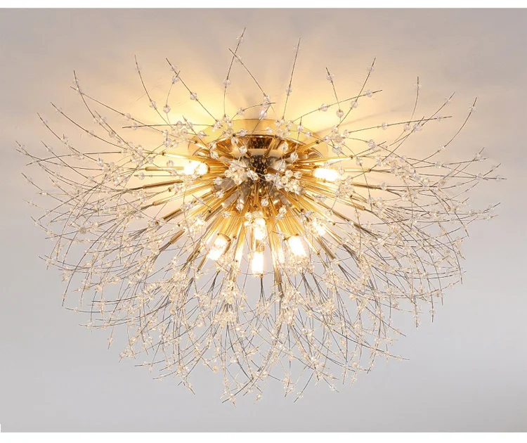 Nordic led crystal ceiling lamp chandelier for living bedroom room gold silver ball 3-color no remote control home decoration