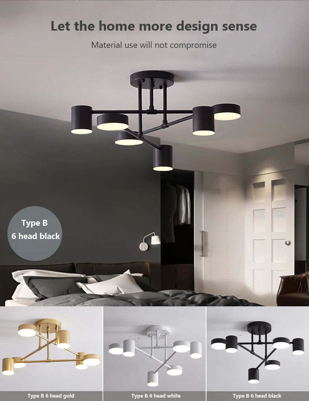 Modern LED Ceiling Light Chandelier for Bedroom Living Dining Room Minimalist Black White Golden Home Decor Lighting Fixture