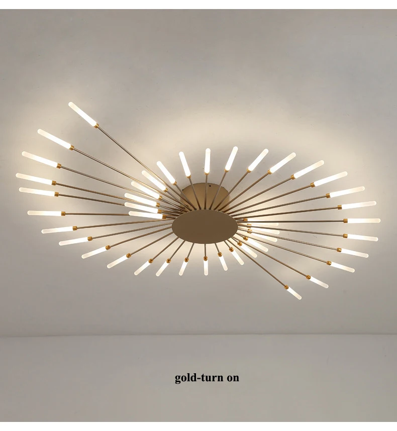 Modern Firework Led Chandeliers Lighting Lamp Home Decor Living Room Ceiling Lights Luminaria Bedroom Black Gold Spiral Lamparas