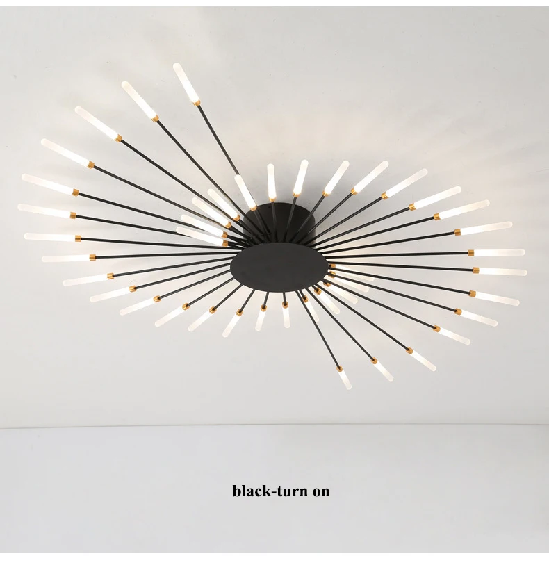 Modern Firework Led Chandeliers Lighting Lamp Home Decor Living Room Ceiling Lights Luminaria Bedroom Black Gold Spiral Lamparas