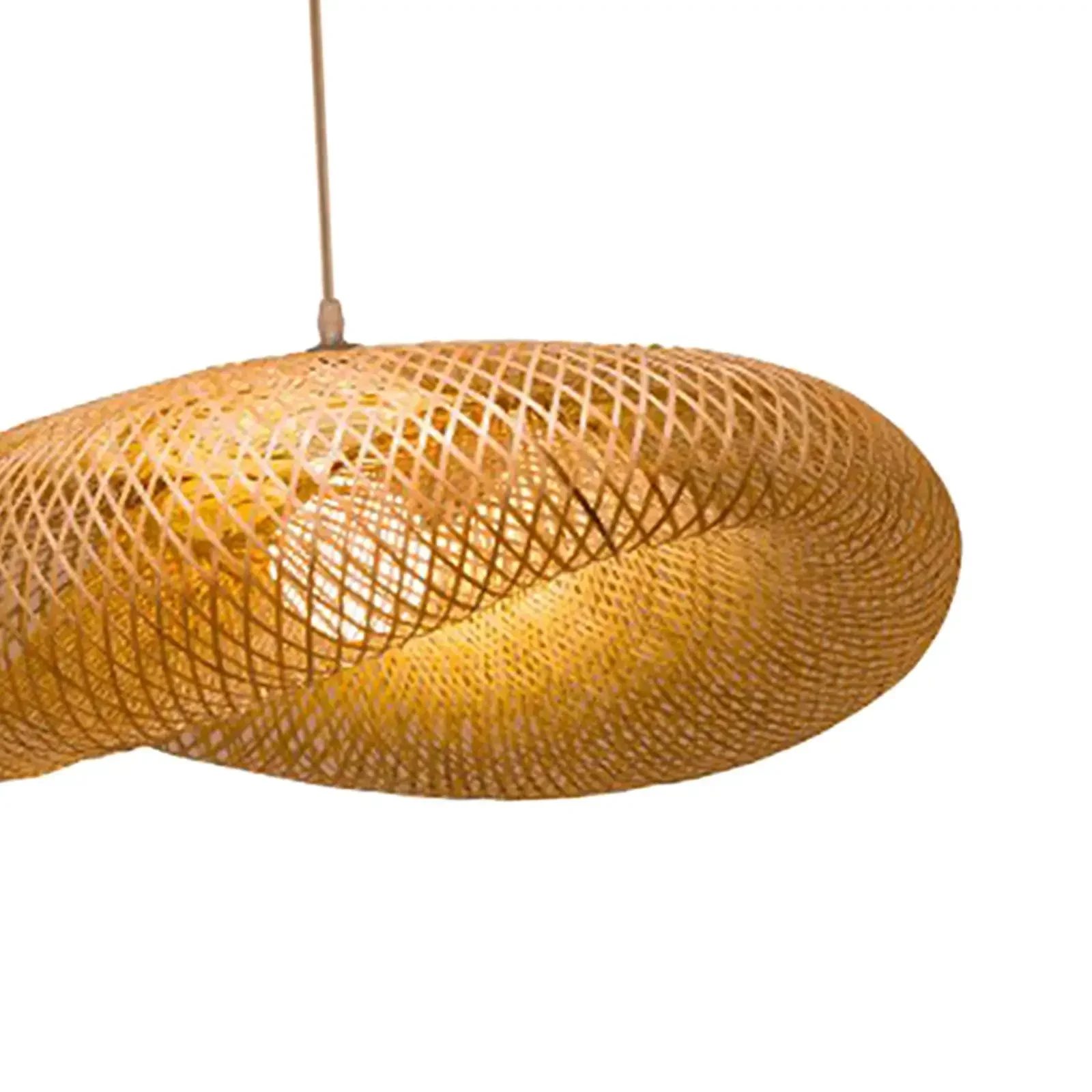 HandMade Vintage Bamboo Weaving LED Pendant Light Home Hanging Chandelier Lighting Living Room Kitchen Rattan Woven Lamp