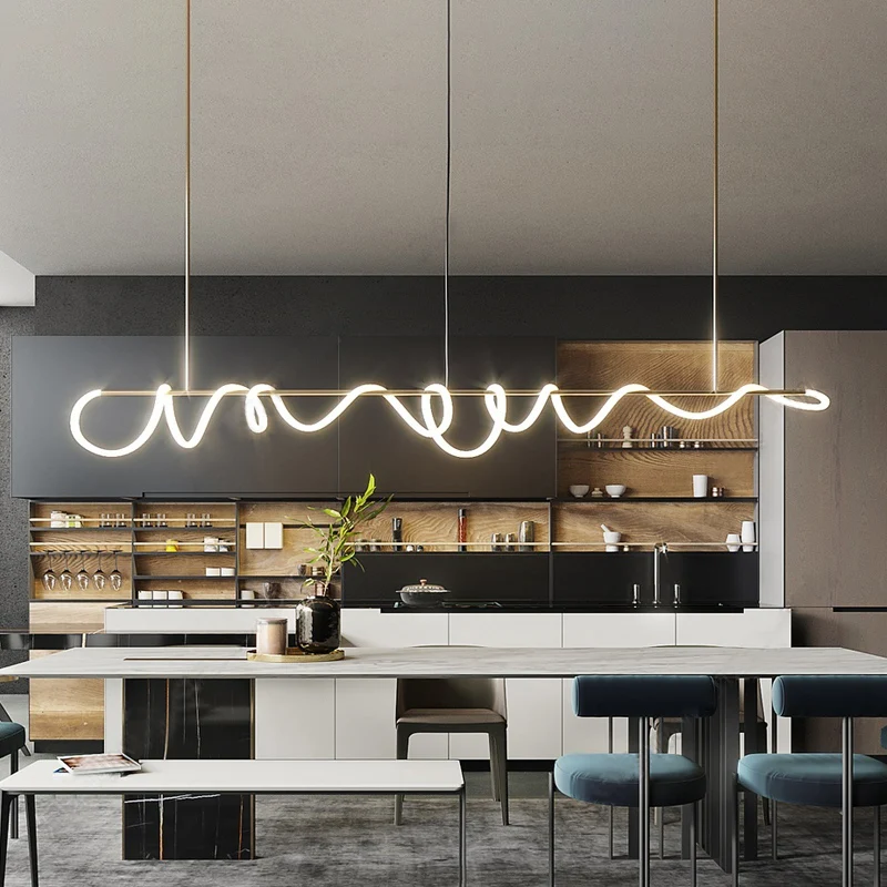 Modern Long Hose Led Ceiling Chandelier for Table Dining Room Kitchen Bar Pendant Lighting Suspension Design Lusters Luminaires