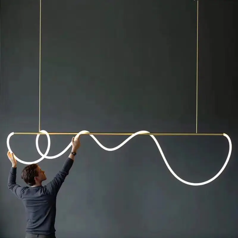 Modern Long Hose Led Ceiling Chandelier for Table Dining Room Kitchen Bar Pendant Lighting Suspension Design Lusters Luminaires