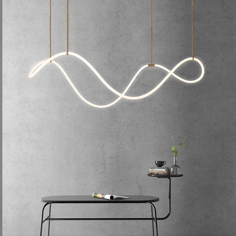 Modern Long Hose Led Ceiling Chandelier for Table Dining Room Kitchen Bar Pendant Lighting Suspension Design Lusters Luminaires