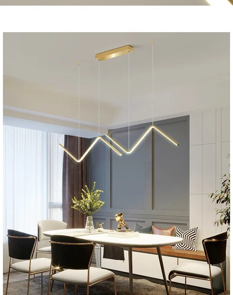 Modern LED Pendant Light Nodic Gold Hanging Chandelier For Tubular Restaurant Kitchen Office Coffee Indoor Decorative Lamps