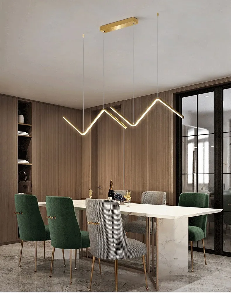 Modern LED Pendant Light Nodic Gold Hanging Chandelier For Tubular Restaurant Kitchen Office Coffee Indoor Decorative Lamps