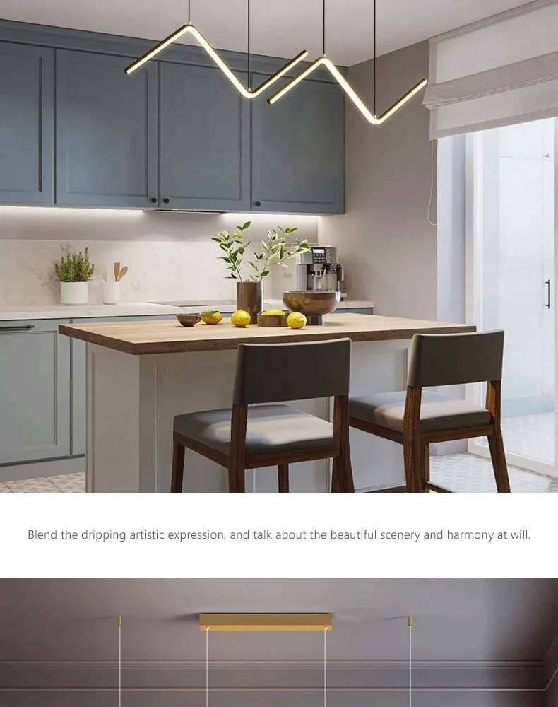 Modern LED Pendant Light Nodic Gold Hanging Chandelier For Tubular Restaurant Kitchen Office Coffee Indoor Decorative Lamps