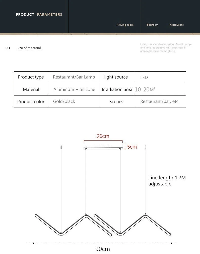 Modern LED Pendant Light Nodic Gold Hanging Chandelier For Tubular Restaurant Kitchen Office Coffee Indoor Decorative Lamps