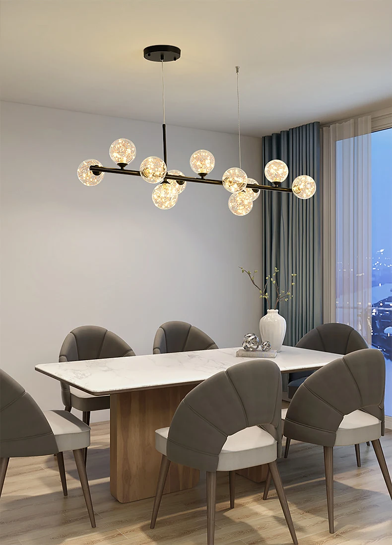 Modern Pendant Lamps Led 9heads Rings Ceiling Hanging Chandeliers Black Loft Living Dining Room Kitchen Indoor Lighting Fixtures