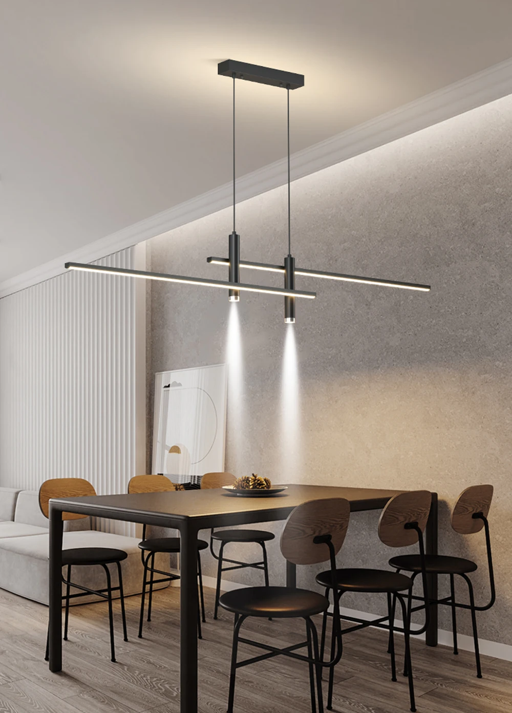 Modern Led Pendant Light 120cm 150cm Long Strip Dining Table Lamp Suspension Chandelier For Living Dining Room Lighting Fixture