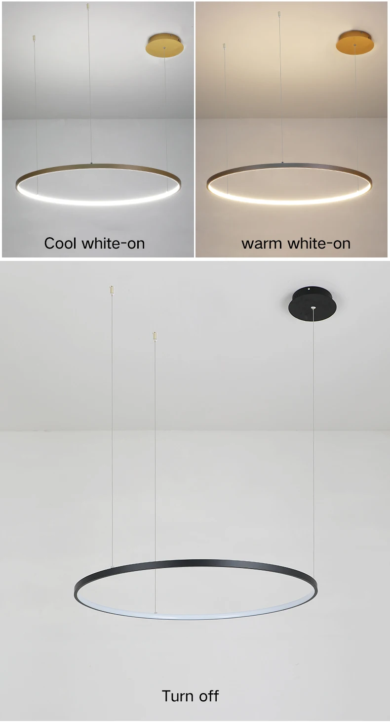 New modern led chandelier for living room bedroom dining room aluminum Ring Indoor Pendant chandelier lamp lighting