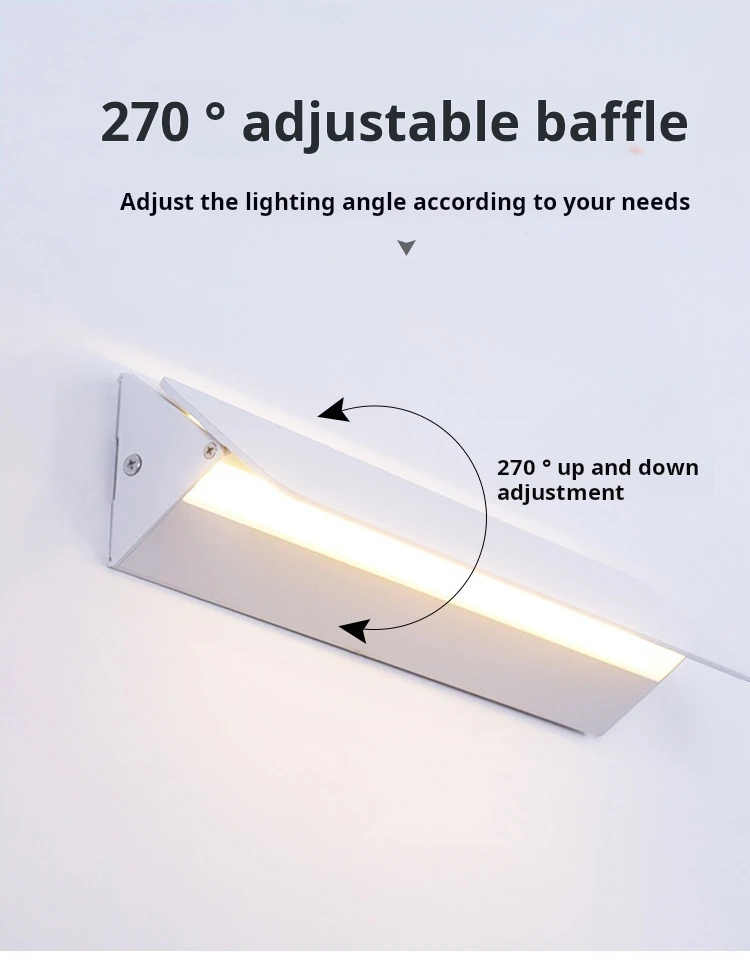 LED de interior Lámpara de pared Ángulo ajustable Aleación de aluminio Lámpara de pared Inicio Sala de estar Dormitorio Espejo de tocador Luces de cabecera