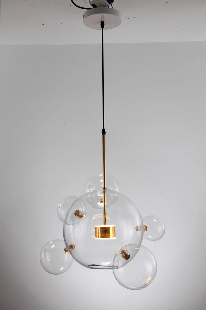 Italian Designer Glass Bubble Ball Pendant Chandelier for Kid Room Dining Kitchen Island Indoor House Decor Hanging Lighting