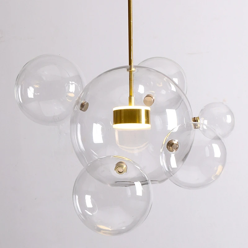 Italian Designer Glass Bubble Ball Pendant Chandelier for Kid Room Dining Kitchen Island Indoor House Decor Hanging Lighting