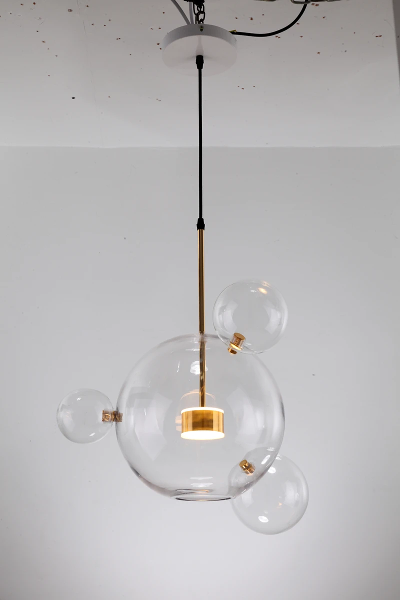 Italian Designer Glass Bubble Ball Pendant Chandelier for Kid Room Dining Kitchen Island Indoor House Decor Hanging Lighting