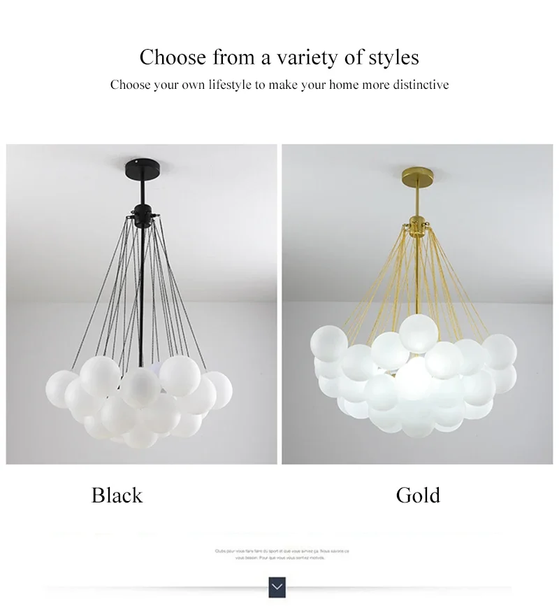 Nordic Simple Frosted Glass Bubble Ball Chandelier Bedroom Clothing Store Lamp Cloud Soft Look Children Room Pendant Lights LED