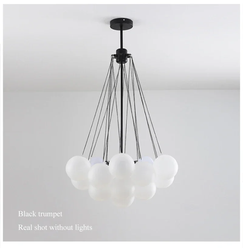 Nordic Simple Frosted Glass Bubble Ball Chandelier Bedroom Clothing Store Lamp Cloud Soft Look Children Room Pendant Lights LED