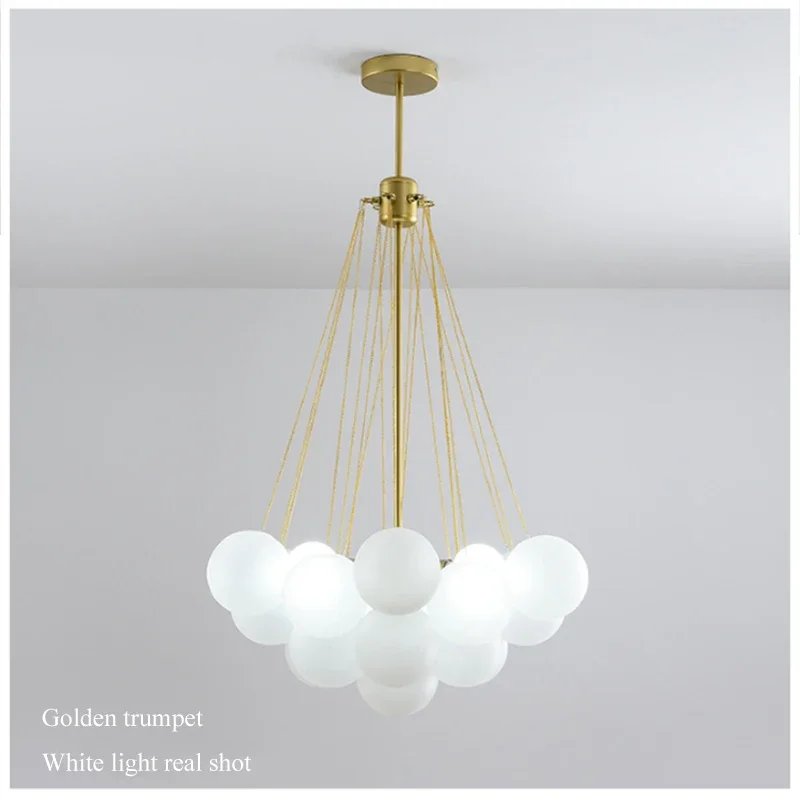 Nordic Simple Frosted Glass Bubble Ball Chandelier Bedroom Clothing Store Lamp Cloud Soft Look Children Room Pendant Lights LED