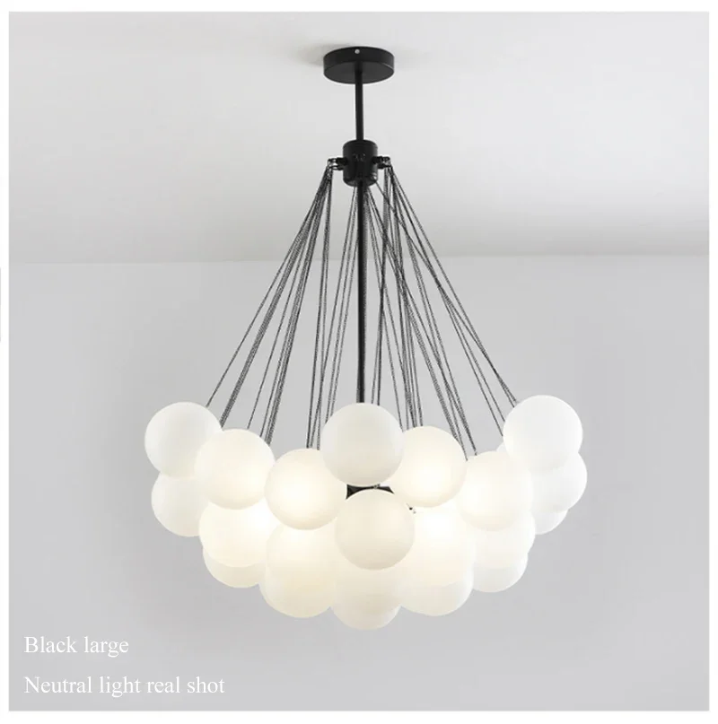 Nordic Simple Frosted Glass Bubble Ball Chandelier Bedroom Clothing Store Lamp Cloud Soft Look Children Room Pendant Lights LED