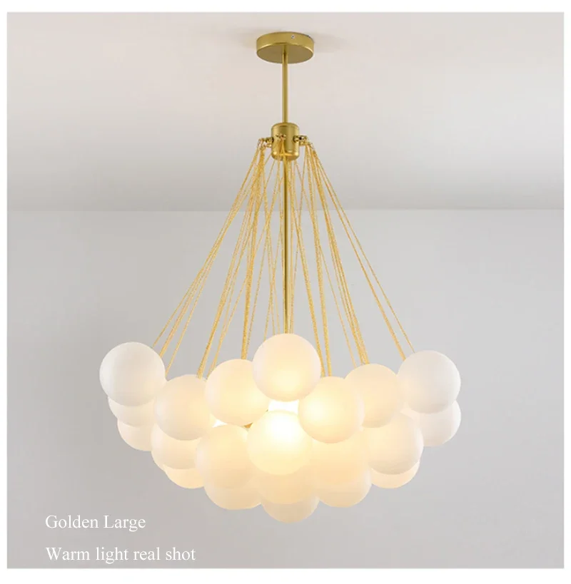 Nordic Simple Frosted Glass Bubble Ball Chandelier Bedroom Clothing Store Lamp Cloud Soft Look Children Room Pendant Lights LED