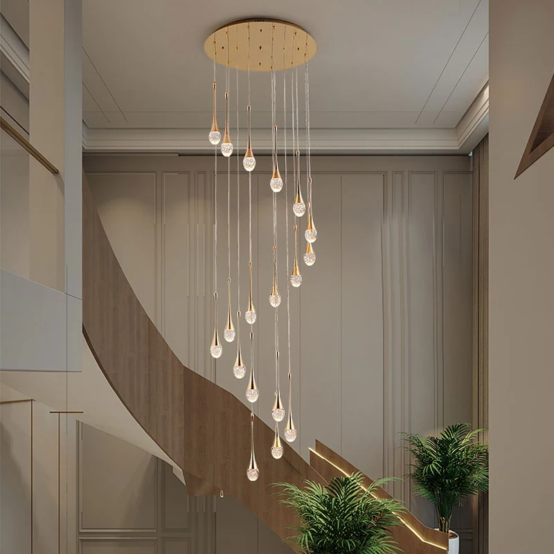 New crystal bubble luxury chandelier living room staircase chandelier mall exhibition hall decoration hanging line chandelier