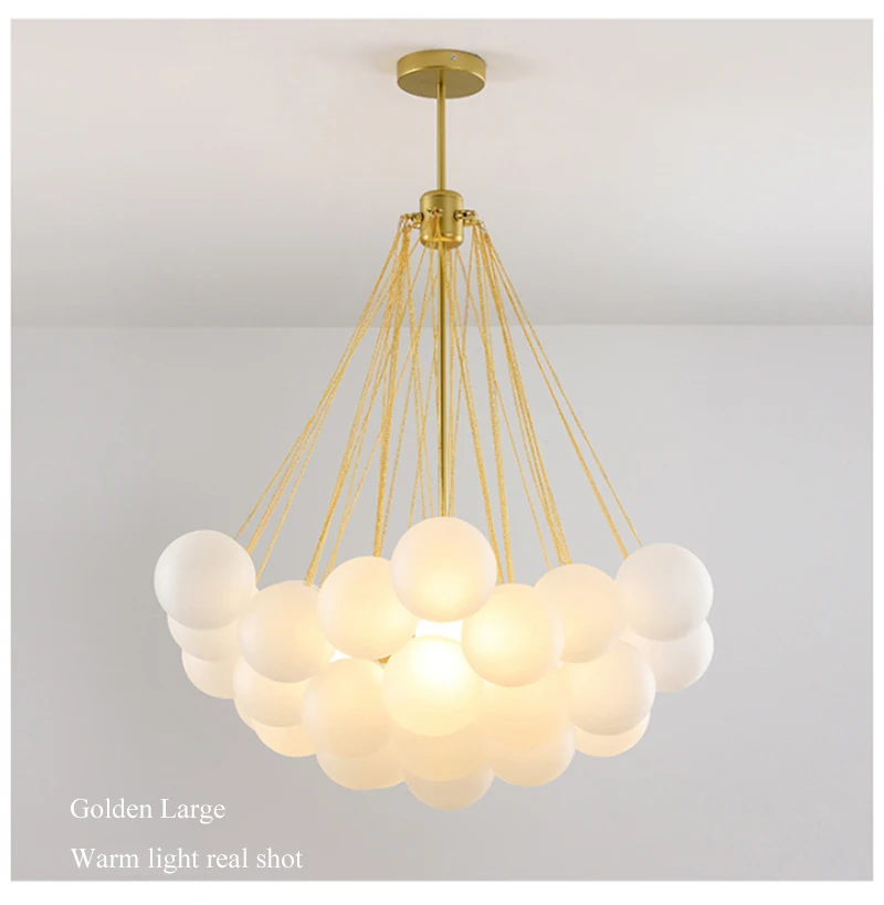 Bubble Glass Chandelier 19/37 Balls Black Gold Chandeliers Modern Pendant Lamp for Dining Room Living Room Decoration