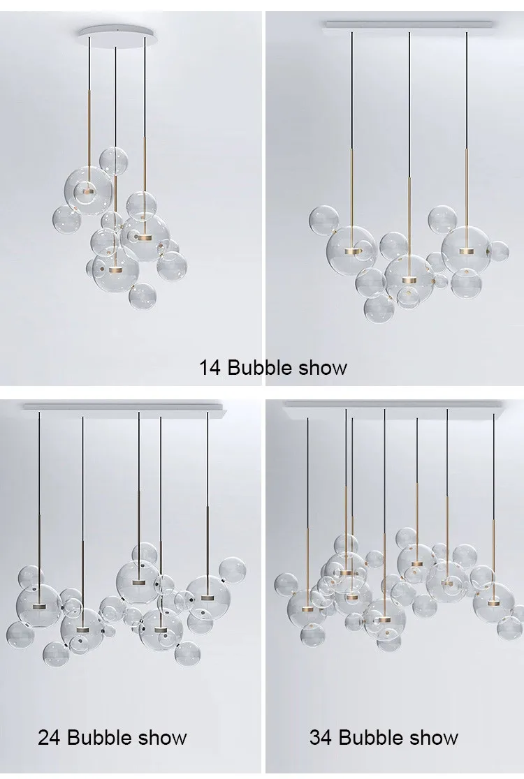 Modern Clear Glass LED Chandelier Lighting Living Room Chandelier for Dining Room Bubble Glass Pendant Lights