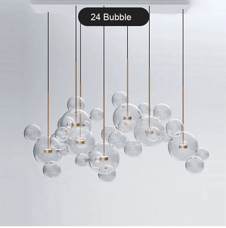 Modern Clear Glass LED Chandelier Lighting Living Room Chandelier for Dining Room Bubble Glass Pendant Lights