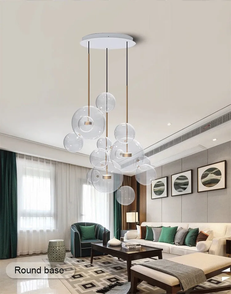 Modern Clear Glass LED Chandelier Lighting Living Room Chandelier for Dining Room Bubble Glass Pendant Lights