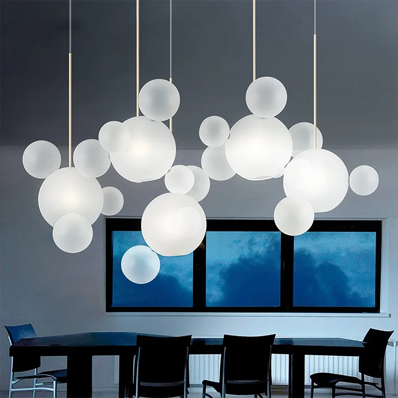 Modern Clear Glass LED Chandelier Lighting Living Room Chandelier for Dining Room Bubble Glass Pendant Lights