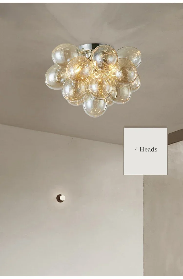 Nordic Glass Bubble Hanging Chandelier Bedroom Round Ball Ceiling Pendant Light Suspension Luminaire For Dinning Room