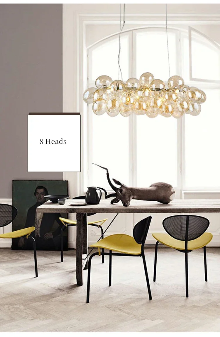 Nordic Glass Bubble Hanging Chandelier Bedroom Round Ball Ceiling Pendant Light Suspension Luminaire For Dinning Room