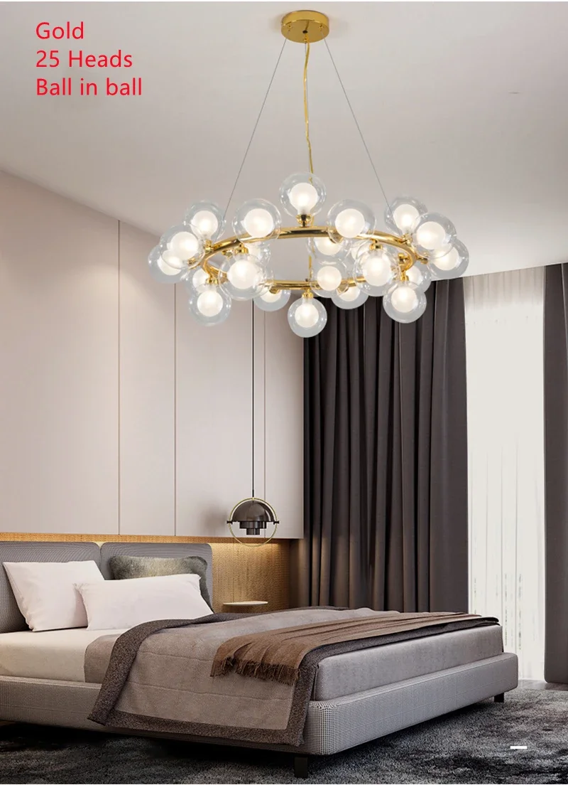 Nordic Simple Living Room Chandelier Postmodern Creative Personality Bedroom Lamp Bubble Ball Clothing Store Art Chandelier