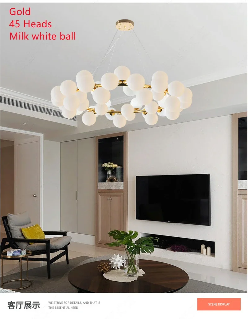 Nordic Simple Living Room Chandelier Postmodern Creative Personality Bedroom Lamp Bubble Ball Clothing Store Art Chandelier