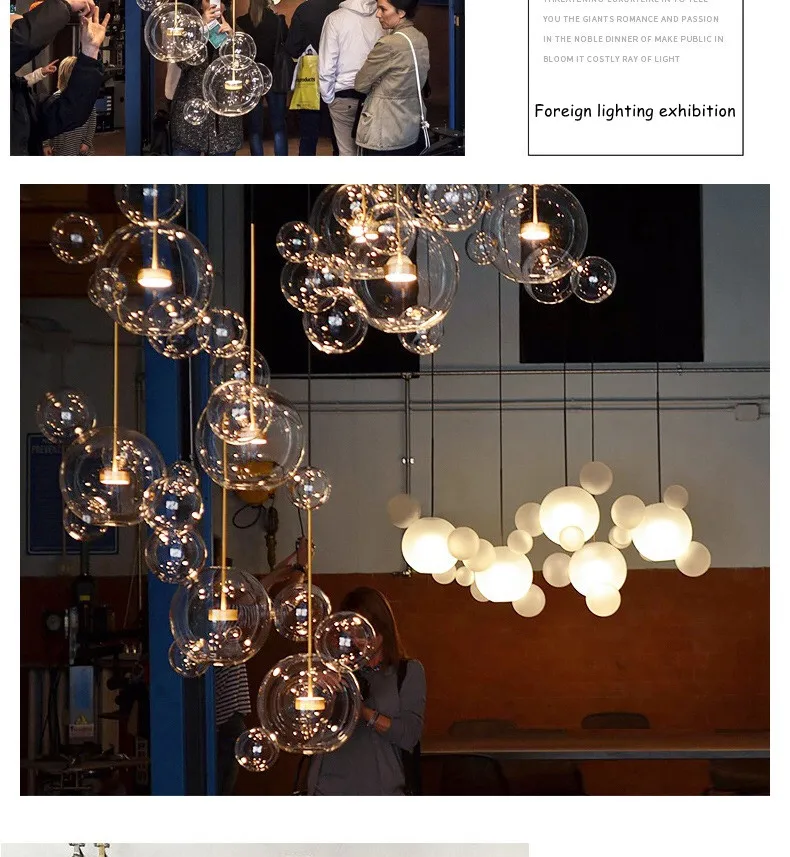 Modern LED Chandelier Glass Bubble Pendant Lamp For Living Room Children's Room Hanging Light Decor Bar Indoor Light Fixtures