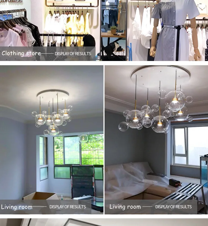 Modern LED Chandelier Glass Bubble Pendant Lamp For Living Room Children's Room Hanging Light Decor Bar Indoor Light Fixtures