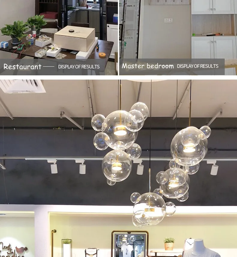 Modern LED Chandelier Glass Bubble Pendant Lamp For Living Room Children's Room Hanging Light Decor Bar Indoor Light Fixtures