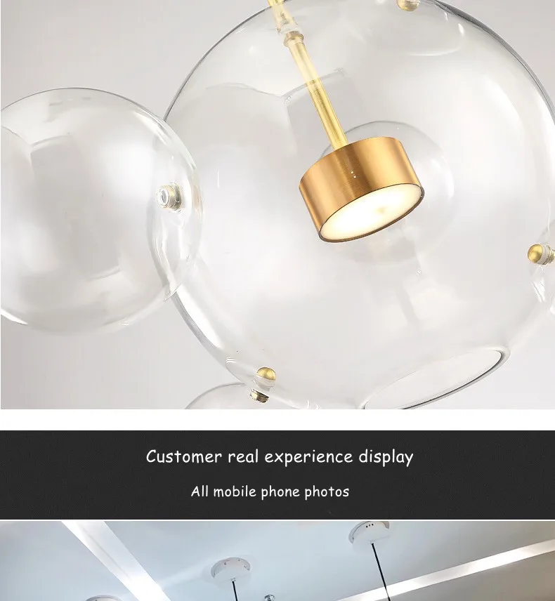 Modern LED Chandelier Glass Bubble Pendant Lamp For Living Room Children's Room Hanging Light Decor Bar Indoor Light Fixtures