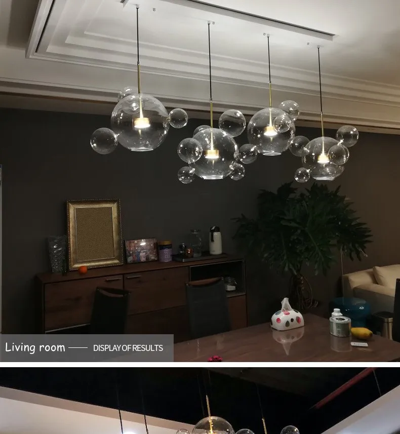 Modern LED Chandelier Glass Bubble Pendant Lamp For Living Room Children's Room Hanging Light Decor Bar Indoor Light Fixtures