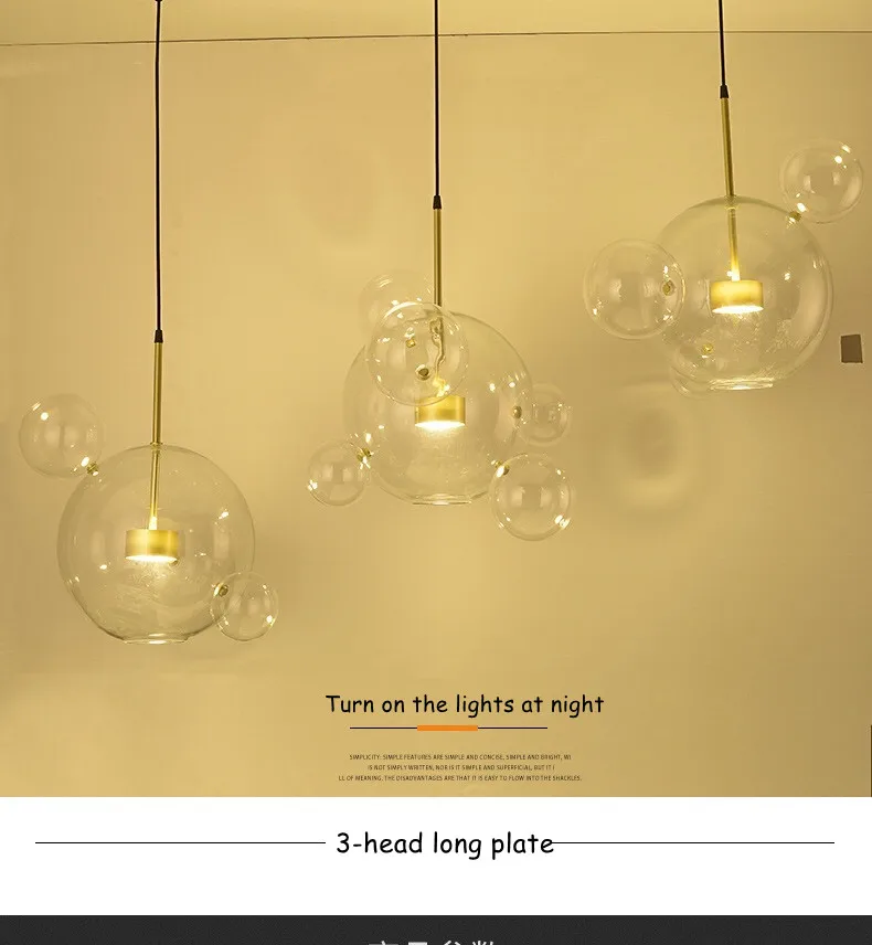 Modern LED Chandelier Glass Bubble Pendant Lamp For Living Room Children's Room Hanging Light Decor Bar Indoor Light Fixtures