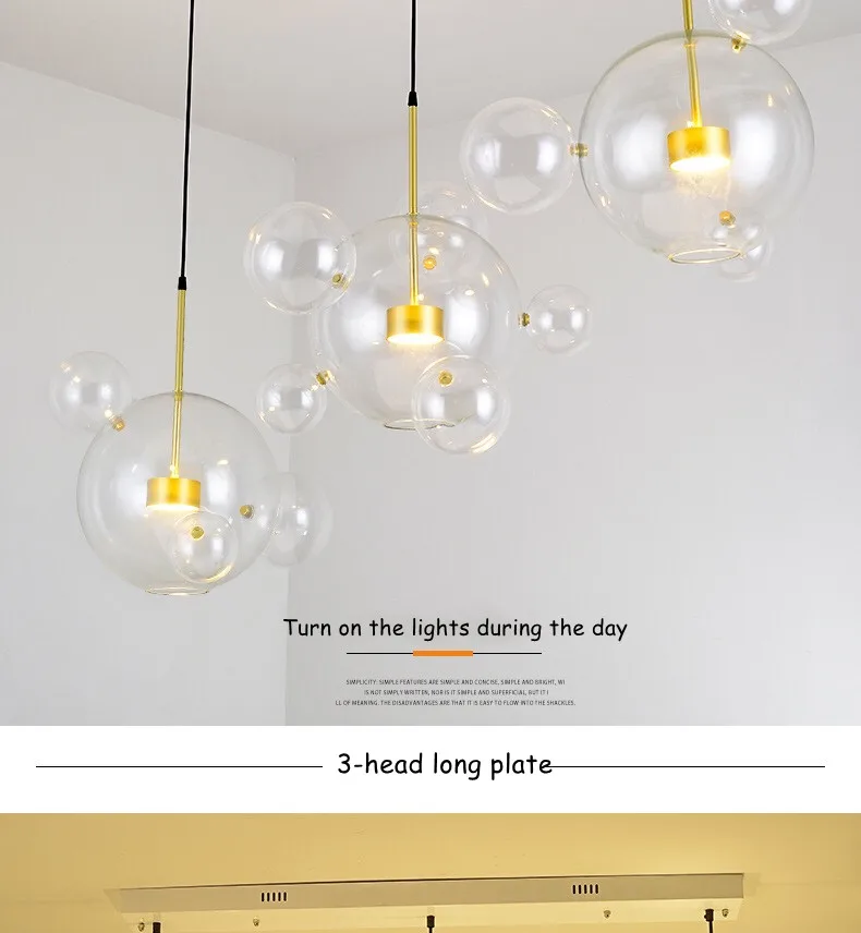 Modern LED Chandelier Glass Bubble Pendant Lamp For Living Room Children's Room Hanging Light Decor Bar Indoor Light Fixtures