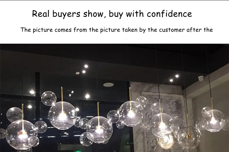 Modern LED Chandelier Glass Bubble Pendant Lamp For Living Room Children's Room Hanging Light Decor Bar Indoor Light Fixtures